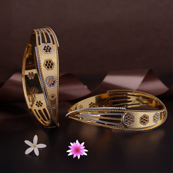The MoreePork Women's 24 Carat Gold-Plated, Brass Ornate Glory Bangles Set for Daily Wear, Parties, Weddings & Festivals.