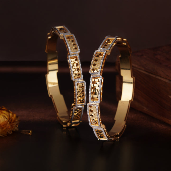The MoreePork Women's 24 Carat Gold-Plated, Brass Heirloom Glamour Bangles Set for Daily Wear, Parties, Weddings & Festivals.