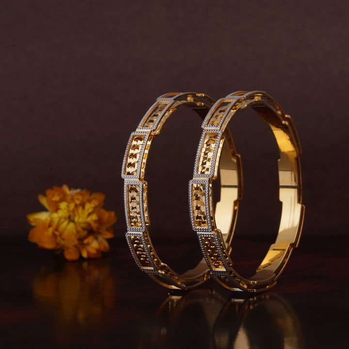 The MoreePork Women's 24 Carat Gold-Plated, Brass Heirloom Glamour Bangles Set for Daily Wear, Parties, Weddings & Festivals.