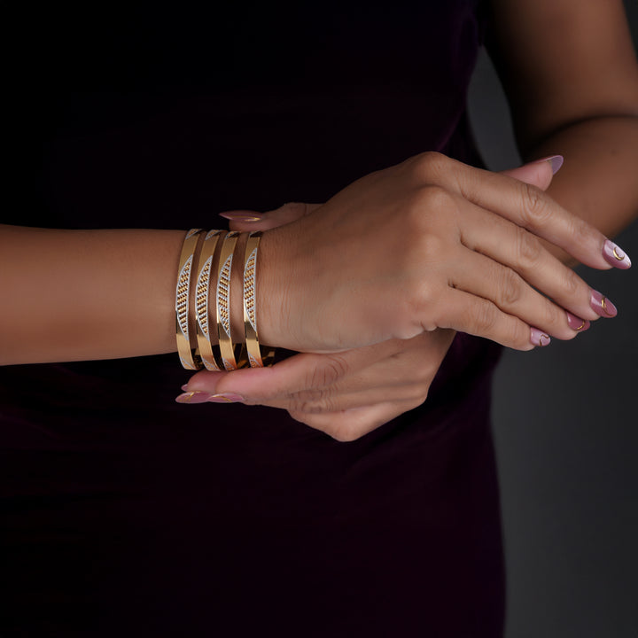 The MoreePork Women's 24 Carat Gold-Plated, Brass Radiant Bangles Set for Daily Wear, Parties, Weddings & Festivals.