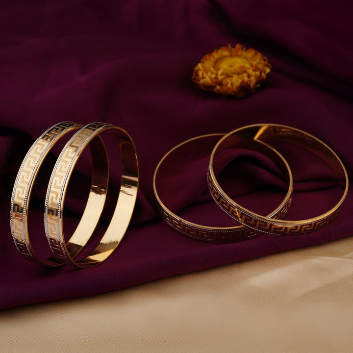 The MoreePork Women's 24 Carat Gold-Plated, Brass Timeless Elegance Bangles Set for Daily Wear, Parties, Weddings & Festivals.