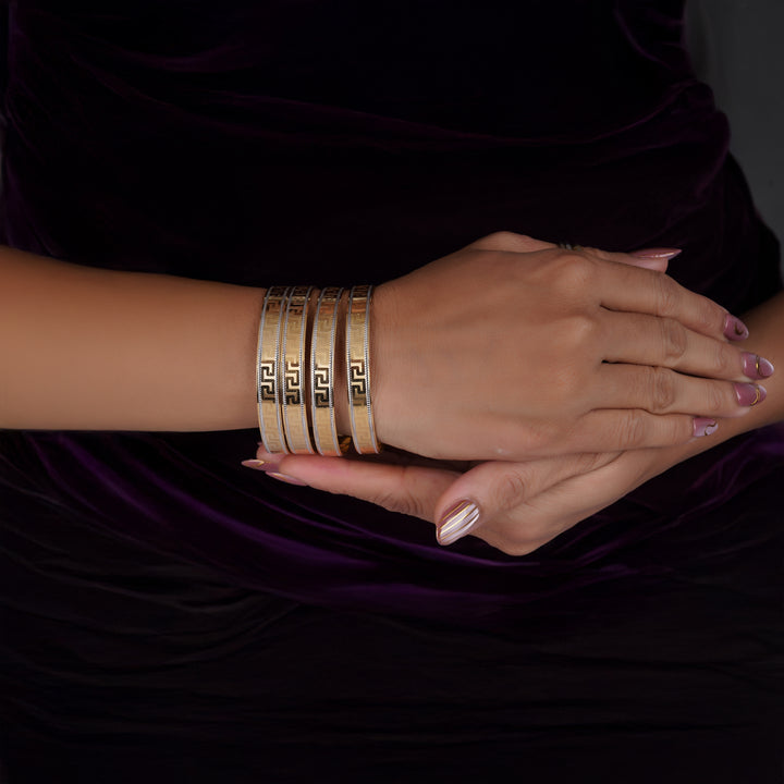 The MoreePork Women's 24 Carat Gold-Plated, Brass Timeless Elegance Bangles Set for Daily Wear, Parties, Weddings & Festivals.