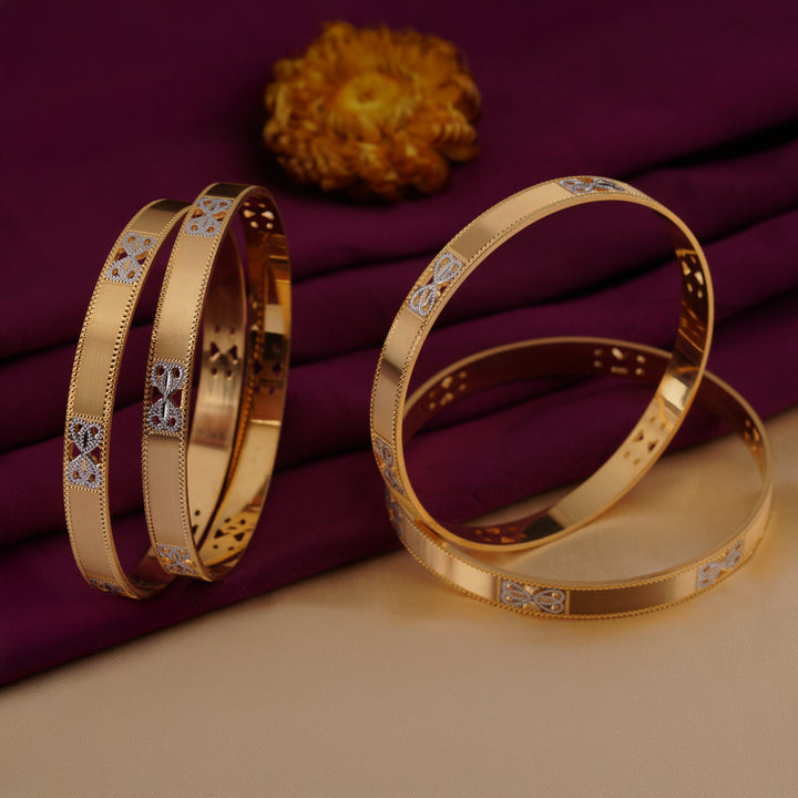 The MoreePork Women's 24 Carat Gold-Plated, Brass Luxury Carved Bangles Set for Daily Wear, Parties, Weddings & Festivals.