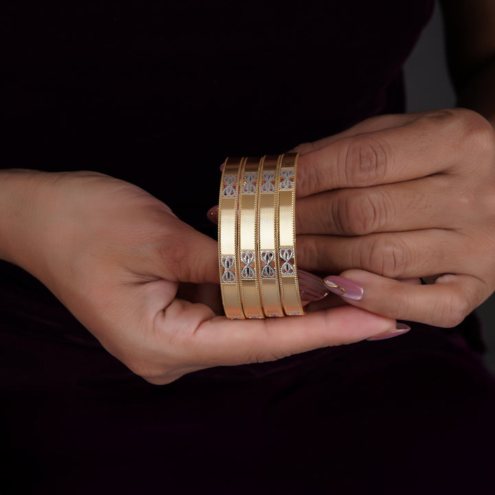 The MoreePork Women's 24 Carat Gold-Plated, Brass Luxury Carved Bangles Set for Daily Wear, Parties, Weddings & Festivals.