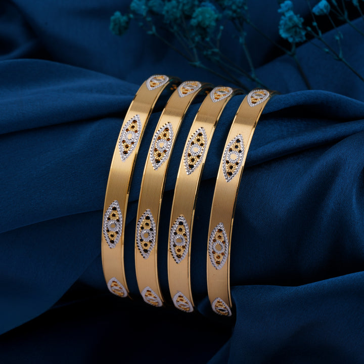 The MoreePork Women's 24 Carat Gold-Plated, Brass Bridal Bliss Bangles Set for Daily Wear, Parties, Weddings & Festivals.