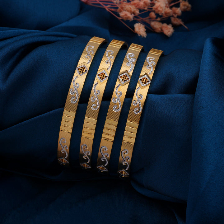 The MoreePork Women's 24 Carat Gold-Plated, Brass Indian Ethnic Bangle Set for Daily Wear, Parties, Weddings & Festivals.