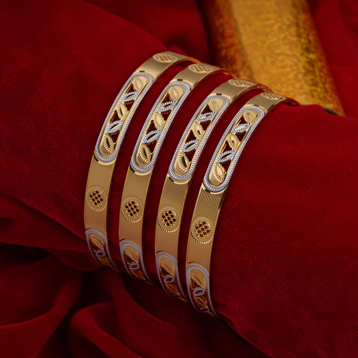 The MoreePork Women's 24 Carat Gold-Plated, Brass Wedding Treasure Bangles Set for Daily Wear, Parties, Weddings & Festivals.