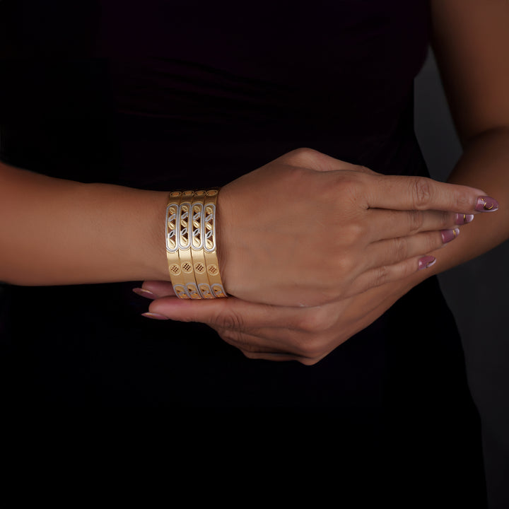 The MoreePork Women's 24 Carat Gold-Plated, Brass Wedding Treasure Bangles Set for Daily Wear, Parties, Weddings & Festivals.