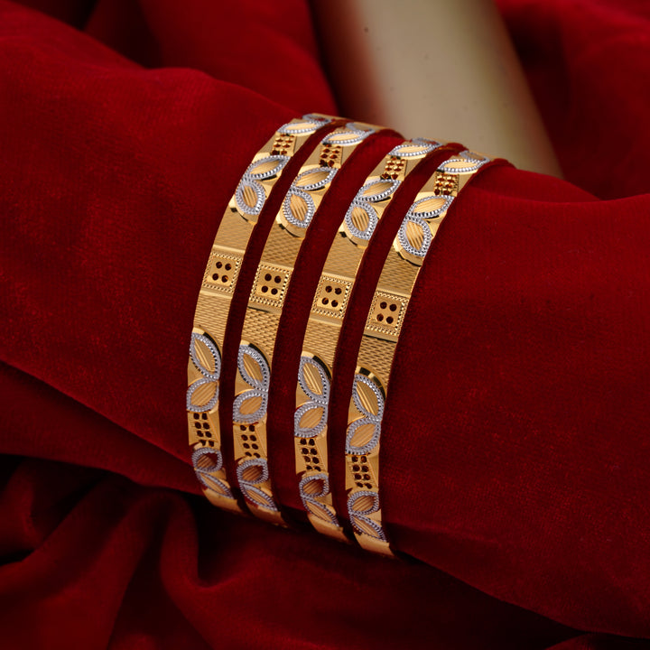 The MoreePork Women's 24 Carat Gold-Plated, Brass Love Bangles Set for Daily Wear, Parties, Weddings & Festivals.