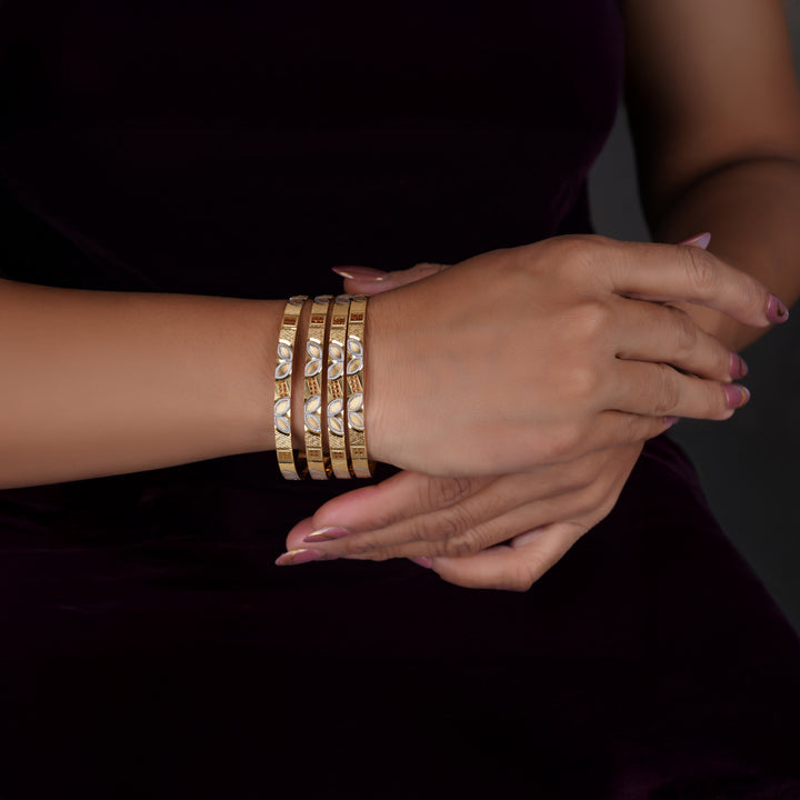 The MoreePork Women's 24 Carat Gold-Plated, Brass Love Bangles Set for Daily Wear, Parties, Weddings & Festivals.