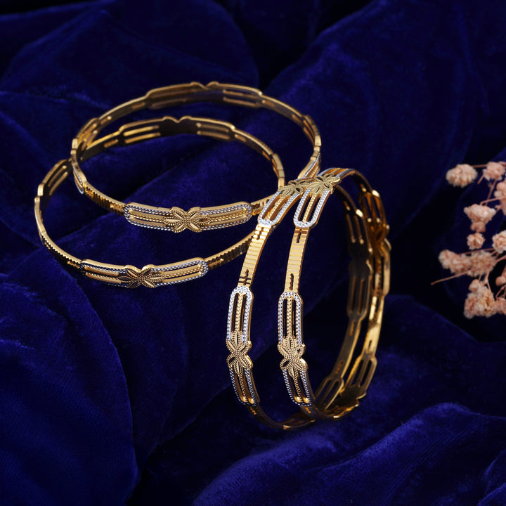 The MoreePork Women's 24 Carat Gold-Plated, Brass Classic Bangles Set for Daily Wear, Parties, Weddings & Festivals.