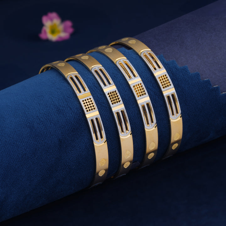 The MoreePork Women's 24 Carat Gold-Plated, Brass Exquisite Handcrafted Bangles Set for Daily Wear, Parties & Weddings.