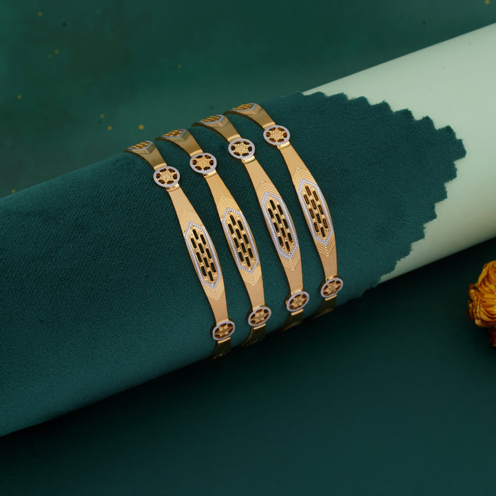 The MoreePork Women's 24 Carat Gold-Plated, Brass Golden Glow Bangles Set for Daily Wear, Parties, Weddings & Festivals.