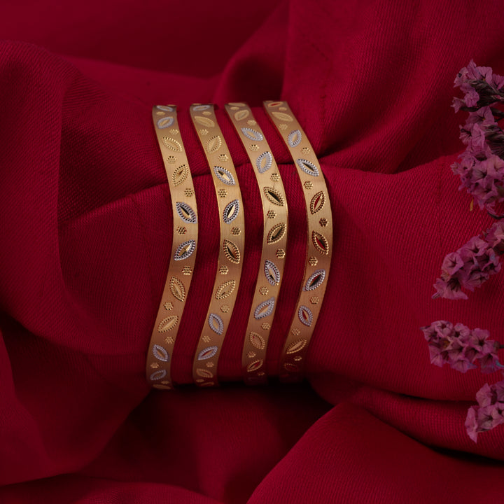 The MoreePork Women's 24 Carat Gold-Plated, Brass Bridal Perfection Bangles Set for Daily Wear, Parties, Weddings & Festivals.