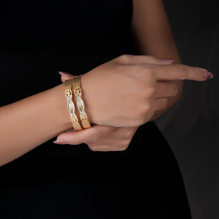 The MoreePork Women's 24 Carat Gold-Plated, Brass Sanskriti Sparkle Bangles Set for Daily Wear, Parties, Weddings & Festivals.