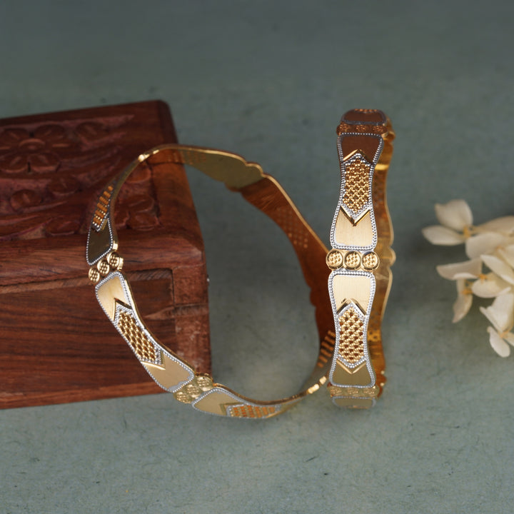 The MoreePork Women's 24 Carat Gold-Plated, Brass Stylish Bangle Set for Daily Wear, Parties, Weddings & Festivals.