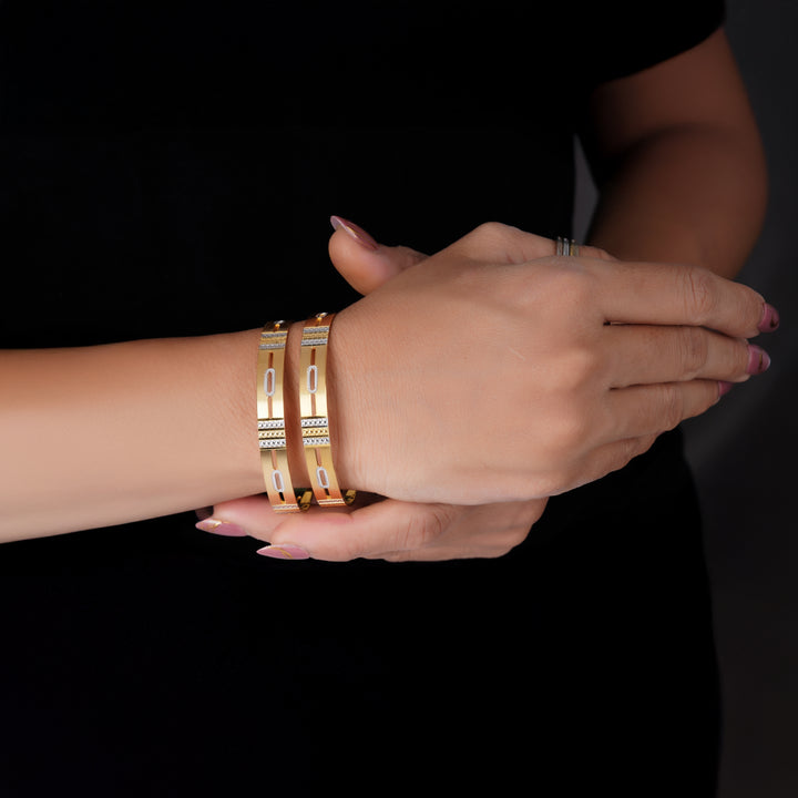 The MoreePork Women's 24 Carat Gold-Plated, Brass Festival-Ready Bangles Set for Daily Wear, Parties, Weddings & Festivals.