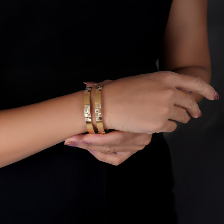 The MoreePork Women's 24 Carat Gold-Plated, Brass Gilded Touch Bangles Set for Daily Wear, Parties, Weddings & Festivals.