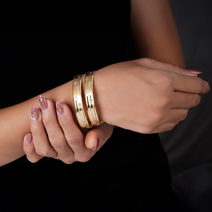 The MoreePork Women's 24 Carat Gold-Plated, Brass Everyday Bangles Set for Daily Wear, Parties, Weddings & Festivals.