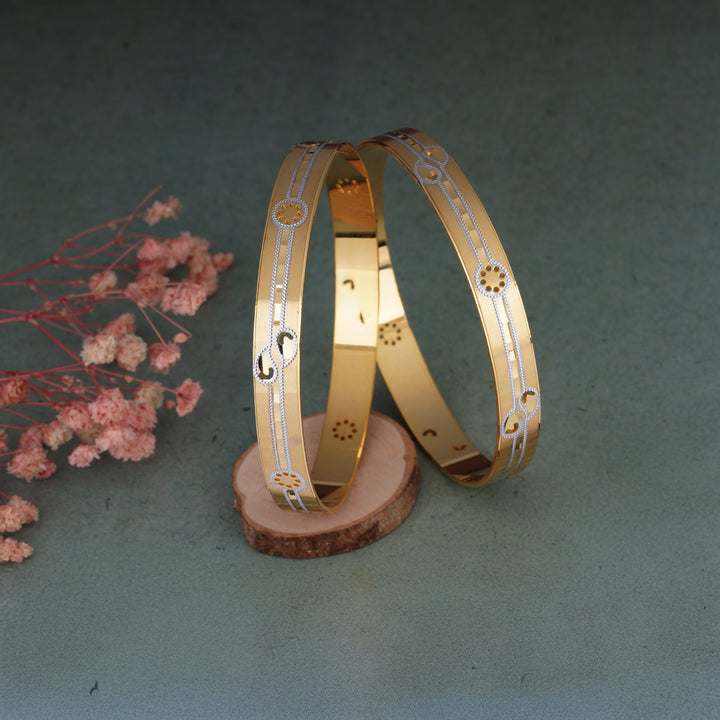 The MoreePork Women's 24 Carat Gold-Plated, Brass Radiant Rounds Bangles Set for Daily Wear, Parties, Weddings & Festivals.