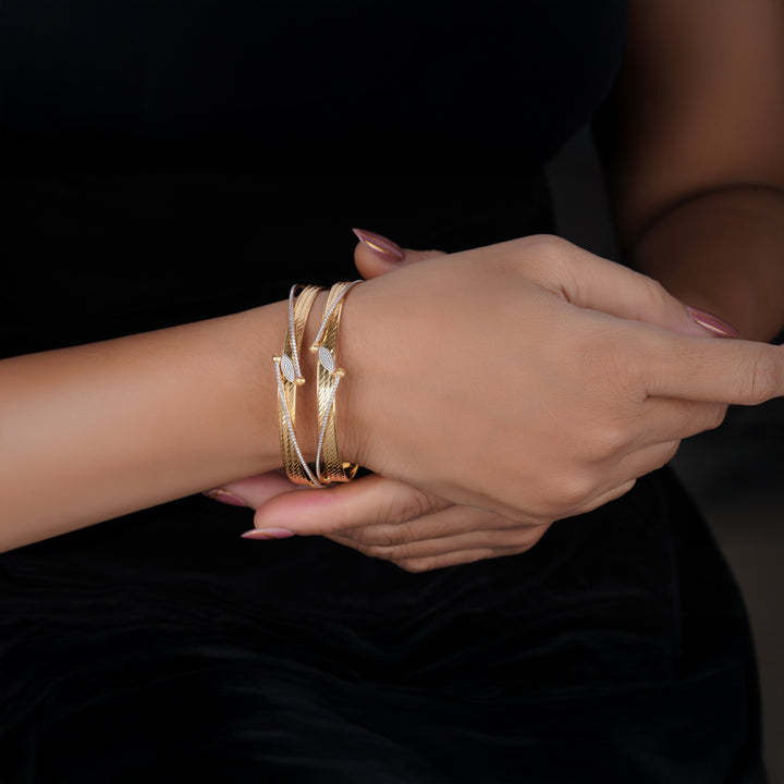 The MoreePork Women's 24 Carat Gold-Plated, Brass Majestic Glow Bangles Set for Daily Wear, Parties, Weddings & Festivals.