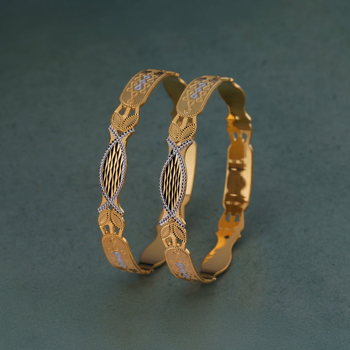 The MoreePork Women's 24 Carat Gold-Plated, Brass Sanskriti Sparkle Bangles Set for Daily Wear, Parties, Weddings & Festivals.