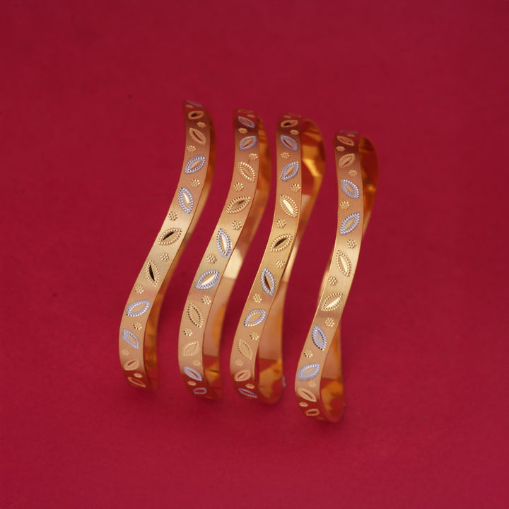 The MoreePork Women's 24 Carat Gold-Plated, Brass Bridal Perfection Bangles Set for Daily Wear, Parties, Weddings & Festivals.