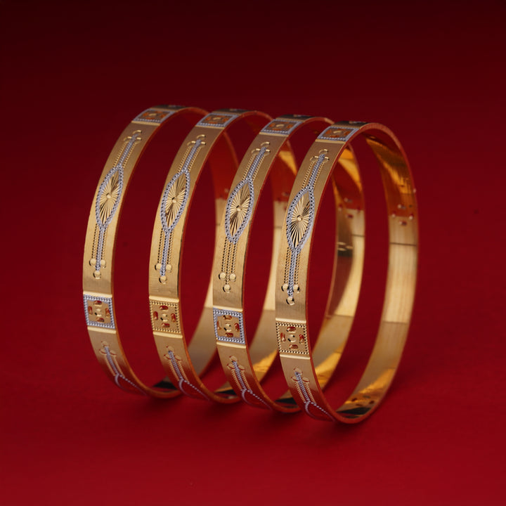 The MoreePork Women's 24 Carat Gold-Plated, Brass Golden Glam Bangles Set for Daily Wear, Parties, Weddings & Festivals.