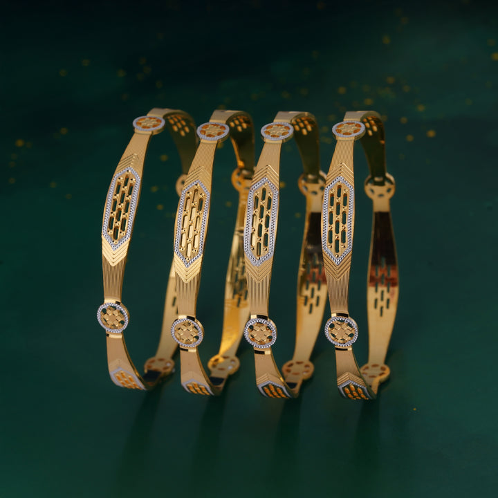 The MoreePork Women's 24 Carat Gold-Plated, Brass Golden Glow Bangles Set for Daily Wear, Parties, Weddings & Festivals.