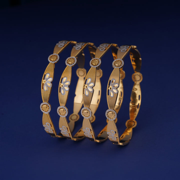 The MoreePork Women's 24 Carat Gold-Plated, Brass Golden Traditions Bangles Set for Daily Wear, Parties, & Festivals.