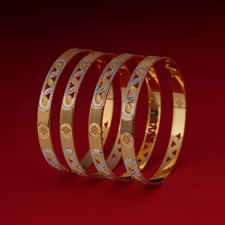 The MoreePork Women's 24 Carat Gold-Plated, Brass Wedding Treasure Bangles Set for Daily Wear, Parties, Weddings & Festivals.