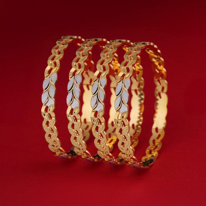 The MoreePork Women's 24 Carat Gold-Plated, Brass Bangles of Glory Set for Daily Wear, Parties, Weddings & Festivals.