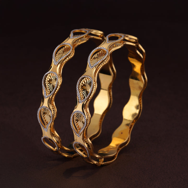 The MoreePork Women's 24 Carat Gold-Plated, Brass Minimalist Masterpiece Bangle Set for Daily Wear, Parties, & Weddings.