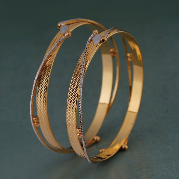 The MoreePork Women's 24 Carat Gold-Plated, Brass Majestic Glow Bangles Set for Daily Wear, Parties, Weddings & Festivals.